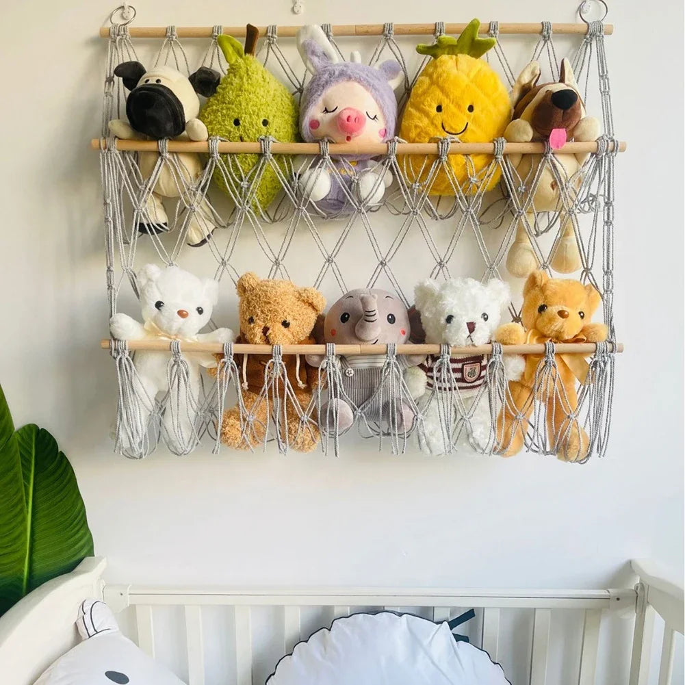 Stuffed Animal Storage Hammock Stuffed Animal Net With Hanging Hooks Hanging Toy Organizer For Children's Room Nursery