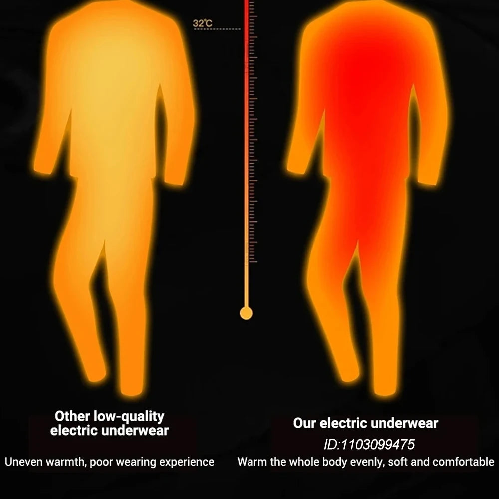 Varmet undertøy 28 områder turskjorter skiutstyr topper bukser menn kvinner termisk undertøy USB varmejakke vinterklær