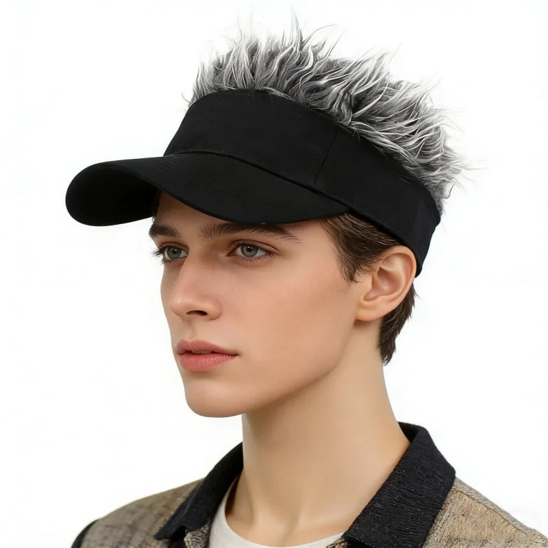 Synthetic Spiked Wig Hair Golf Baseball Cap Men Women Fake Hair An-ti UV Sunhat Sports Running Sunshade Visors Hip-Hop Headwear