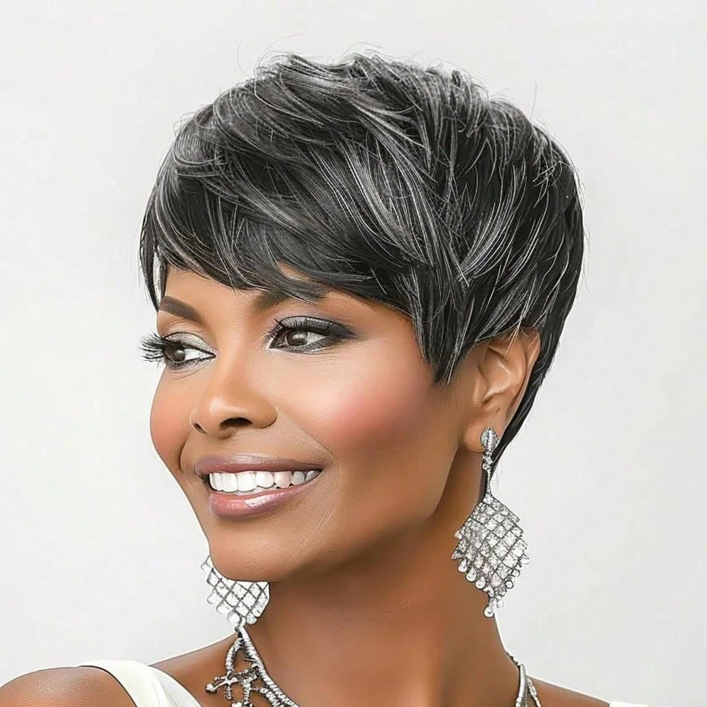 Grey Blend Pixie Wig