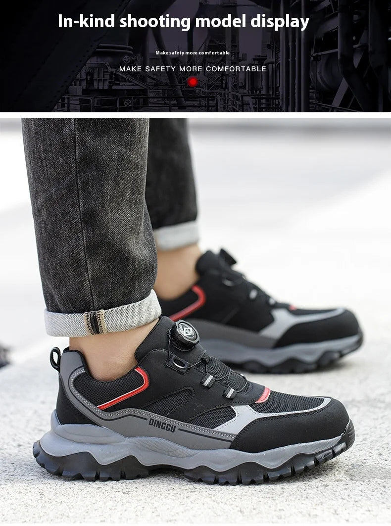 Warehouse Work Shoes for Men Shock Absorbing Anti-Smash Design,Light Sneaker Safety Shoes With Steel Toe Cap Anti-Piercing,