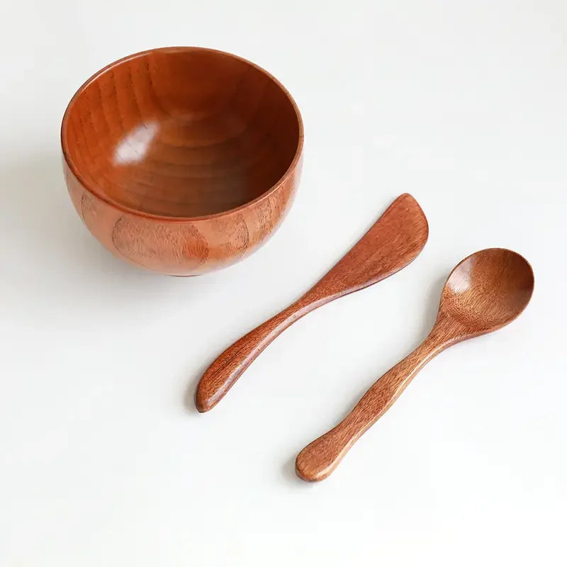Facial Mask Bowl Set with Brush, Wooden Kit - Mask Bowl, Spatula, Brush, Spoon, Cup