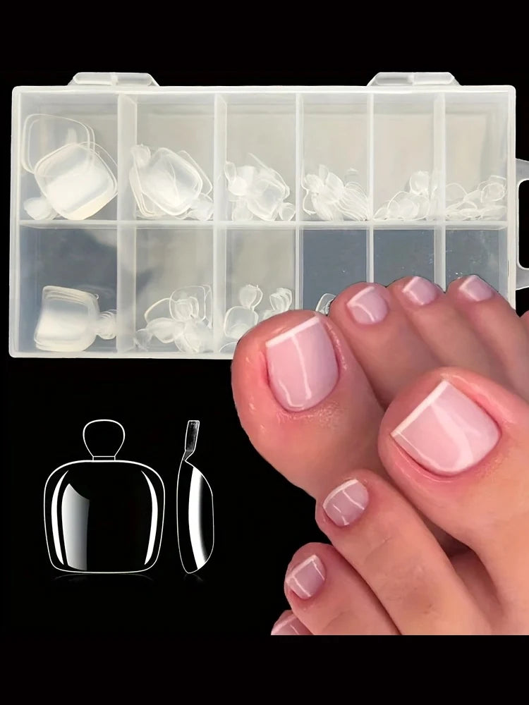 120 Pieces of Transparent Toenail Pressing Full Set of Short Square Fake Soft Gel Toenail Tip for Small Toe Nail Bed