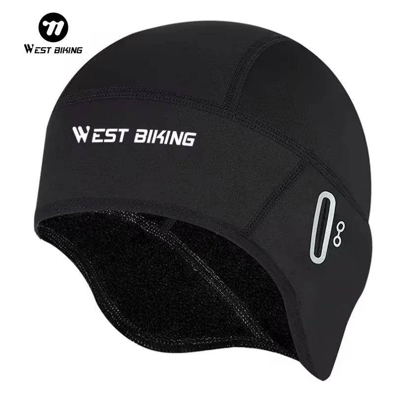 WEST BIKING Winter Fleece Cycling Cap Windproof Thermal Skull Cap Helmet Liner Running Skiing Motocycle Riding Men MTB Bike Hat