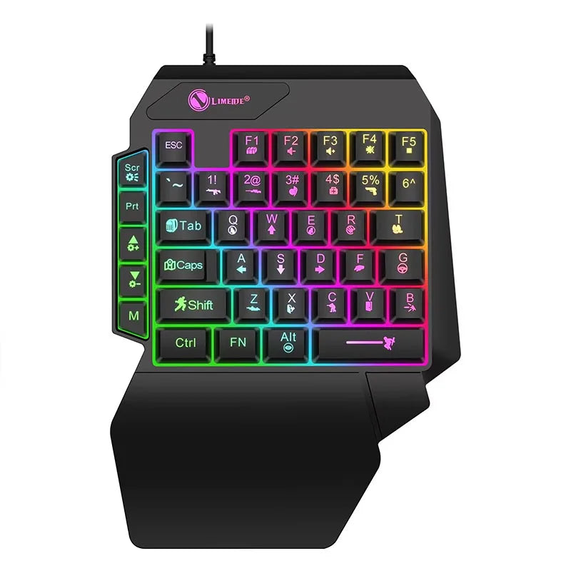 Teclado gaming de una mano y 35 teclas, mini teclado USB ultradelgado con retroiluminación para ordenador portátil, de sobremesa y smartphone