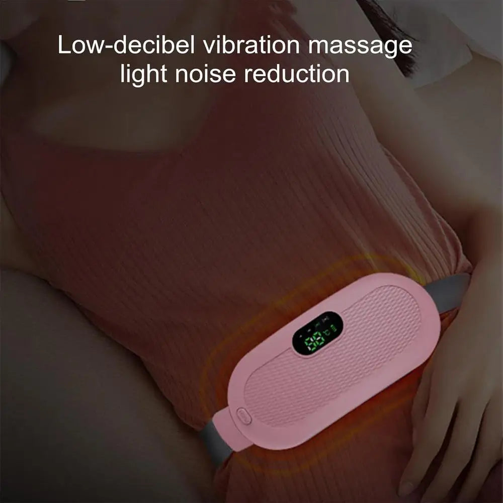 Almohadilla térmica menstrual, almohadilla térmica eléctrica de viaje para el estómago, cinturón térmico ajustable con pantalla digital, 4 modos de masaje por vibración