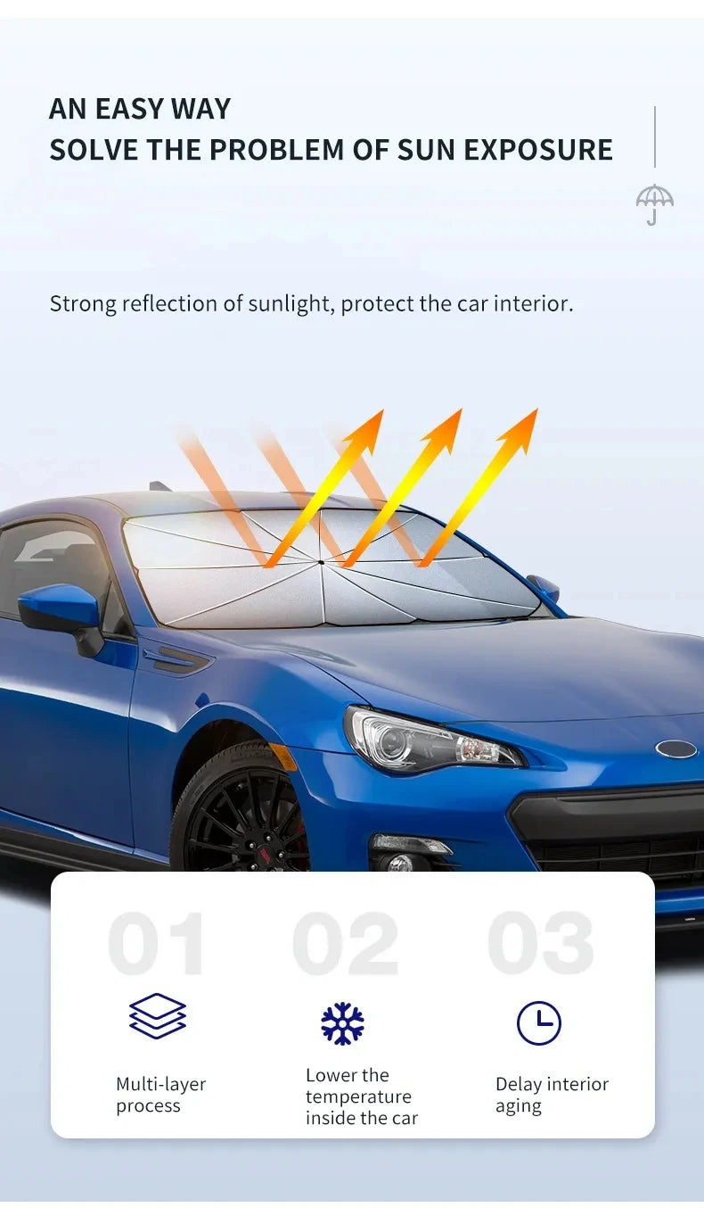 For Peugeot 206 207 208 301 307 308 408 508 607 2008 3008 4008 5008 GT RCZ Car Windshield Sun Shade UV Ray Reflector Umbrella