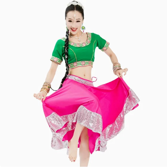 Danza india Mujer Phnom Penh Falda corta a media pierna para actuación