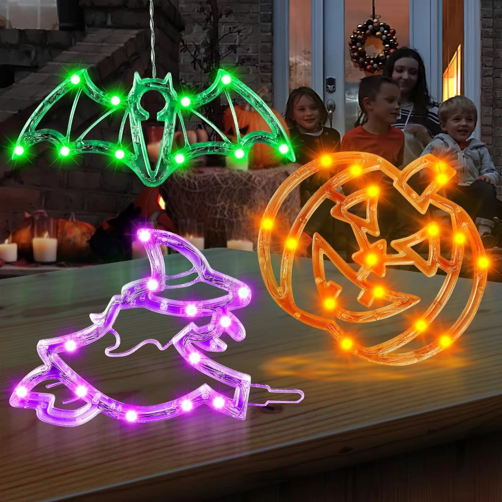 Halloween Led String Lights Ghost Pumpkin Spider Hat Modeling Lamp with Suction Cup Festival Party Halloween Decoration New
