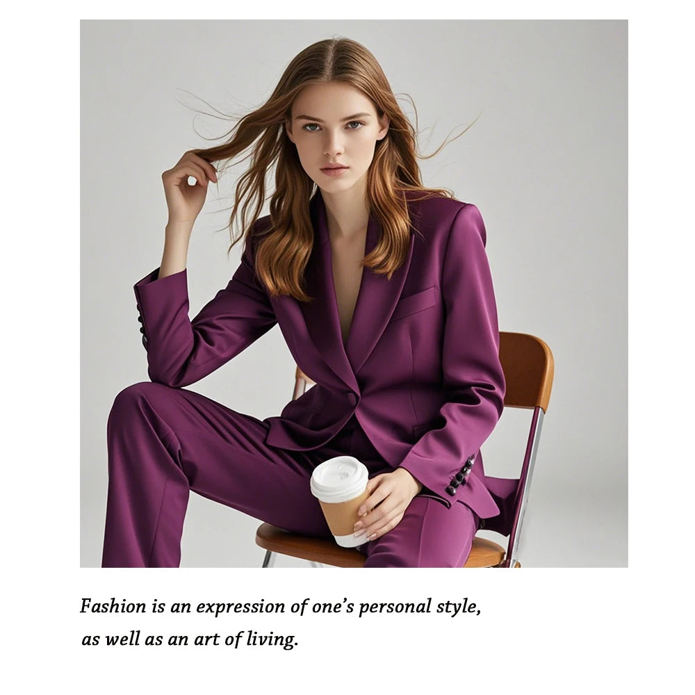 Women's Suit 2 Piece Pants Set for Women Dressy Long Sleeve Elegant Blazer for Work