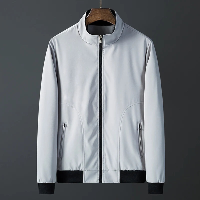 Men's Casual Jacket Spring Autumn New Comfortable Breathable Solid Color Stand Collar Outerwear Fashion Male Clothing