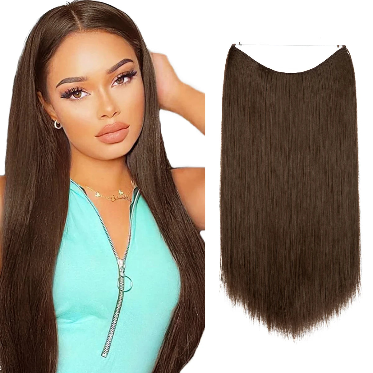 Extensiones de pelo liso con hilo invisible