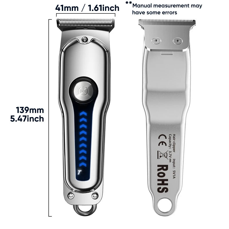 Hair Clipper Hair Cutting Machine USB Rechargeable Cordless T Blade Barber Hair Cut Grooming Home Use for Styling Beard Trimmer