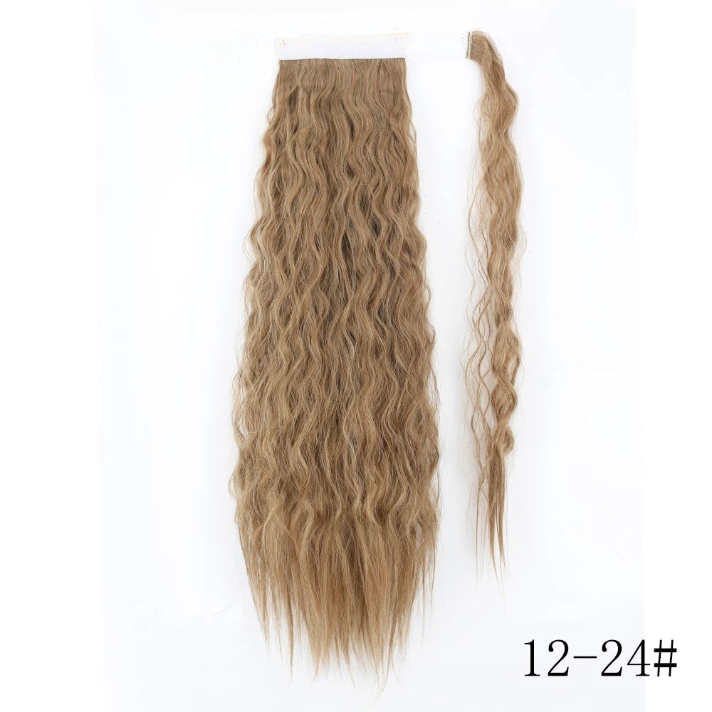 LISI GIRL Synthétique 22/34 Pouces Queue de Cheval enroulée Extensions de Cheveux Bouclés Afro Longs Postiches Queue de Cheval Faux Cheveux Résistant à la Chaleur