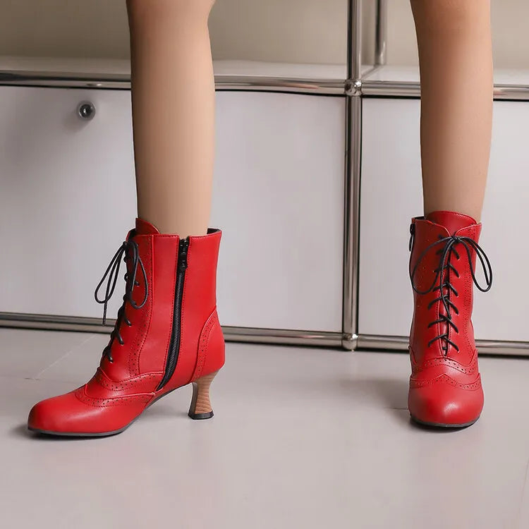 New Fashion Boots for Women High Quality Leather Women's Short Boots Daily Women High Heels Lightweight Womens Shoes Botas Mujer