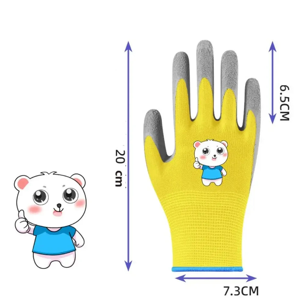 Waterproof Kid Gardening Gloves Breathable Safety Garden Work Gloves Non-Slip Animal Pattern Children Protective Glove Yard