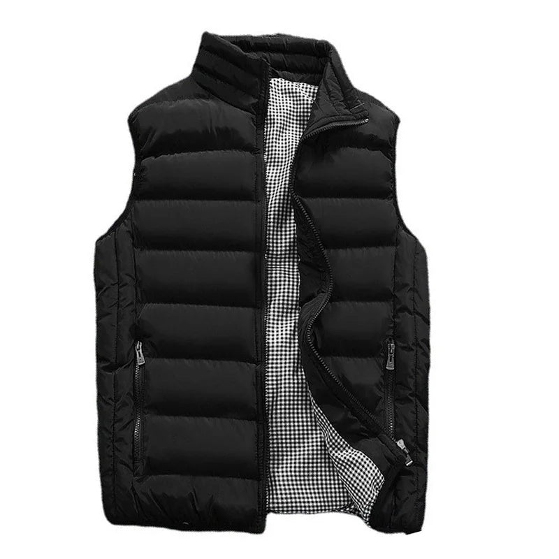 Chaleco de hombre cortavientos, chaqueta sin mangas, chaleco de invierno, abrigo informal, chaqueta de plumón de algodón, chaleco cálido y grueso