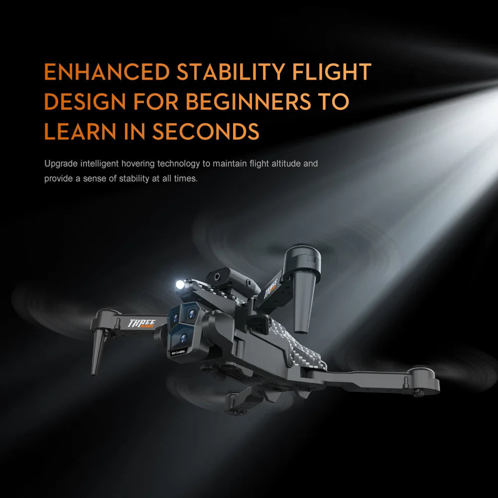 New Carbon Fiber Drone Triple HD Camera Aerial  OAS Remote Control Aircraft Optical Flow Quadcopter Kid Gifts