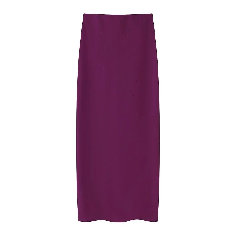 TRAF Sexy Skirt Sets Women's 2 Pieces Spring Summer Short Halter Tops Midi Skirts Fashion Party Evening Elegant Skirt Set Outfit