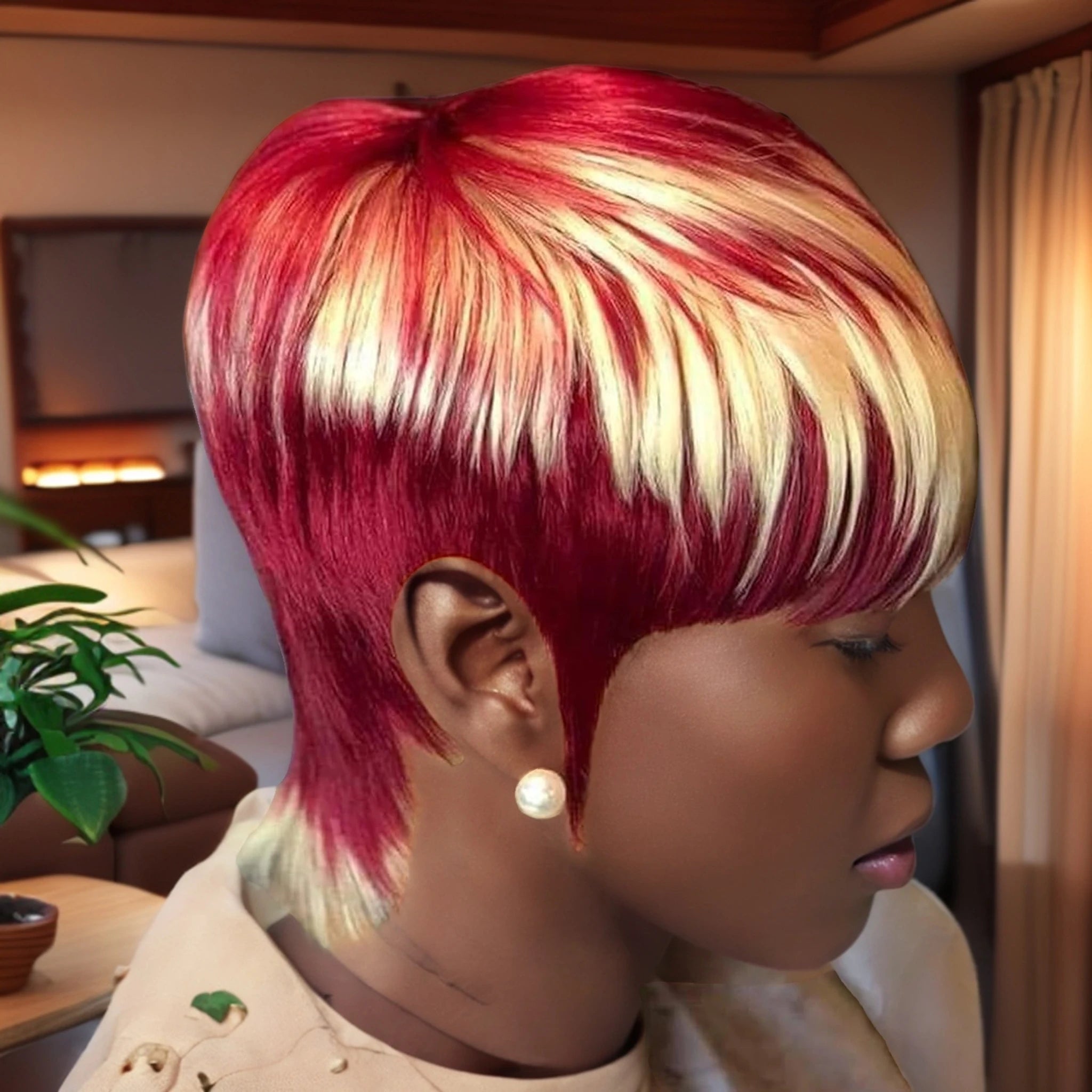 Short Human Hair Wigs Layered Short Pixie Full Machine Made Wigs For Women