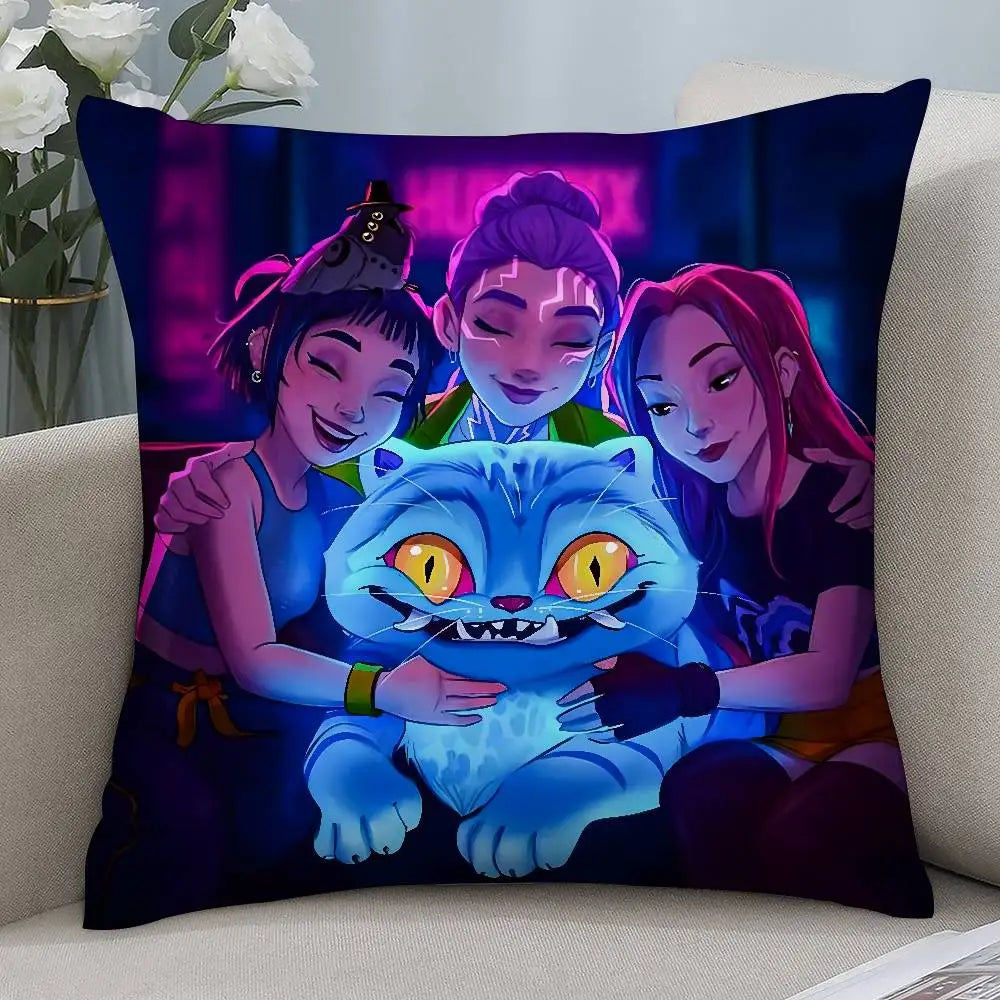 K-kpop D-Demon H-Hunters Pillow Case Short plush Double-sided Print Square Throw Pillow Covers Sofa Home Cushion Decor
