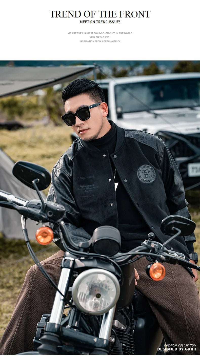 Men's Baseball Jacket, Plus Size, Loose, Spliced Cotton, Basic Mass Jackets, Autumn And Winter American Jacket, 7XL