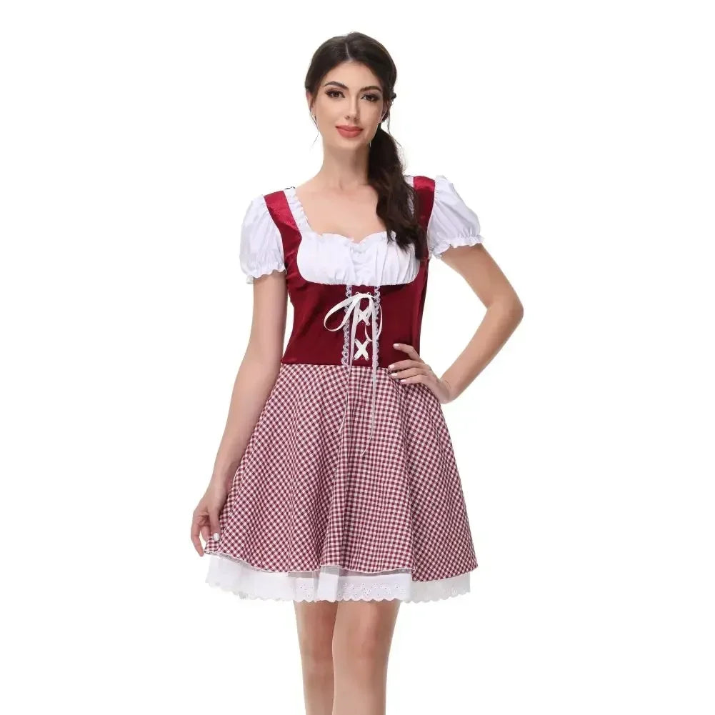 Oktoberfest Sexy Maid Uniform Cosplay Costume Women German Traditional Bavarian Party Waitress Outfit Dress Up Halloween
