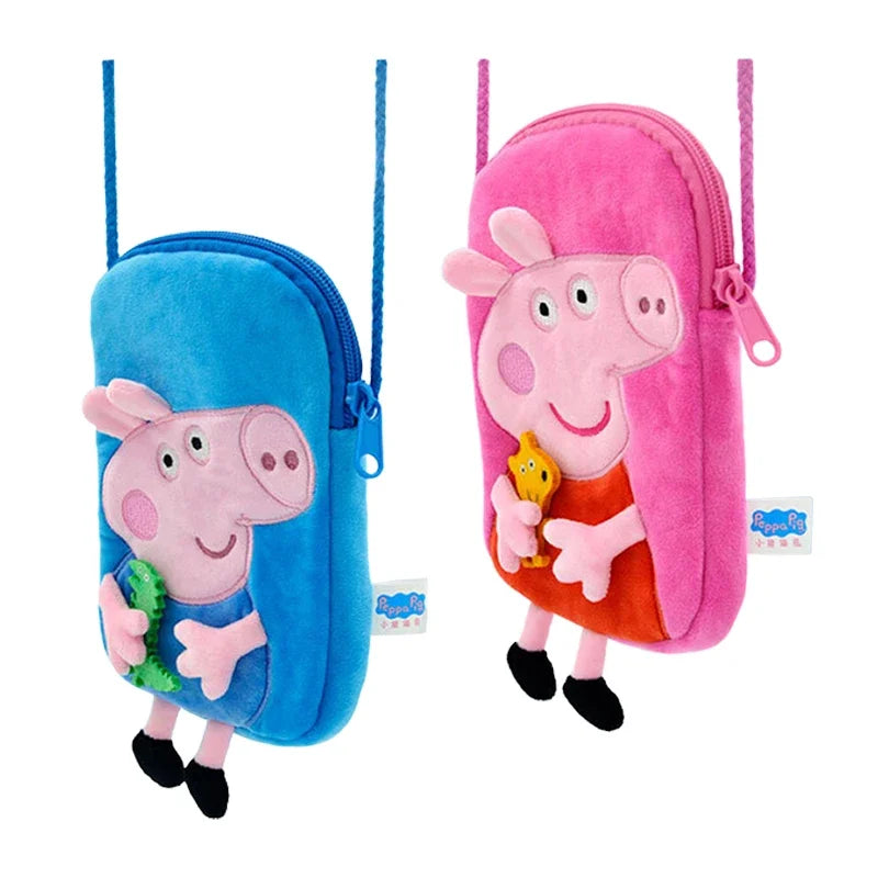 Peppa Pig Crossbody Bag Stereoscopic Doll Backpack Anime Knapsack Plush Coin Purse Toys George Round Pocketbook Children's Gifts