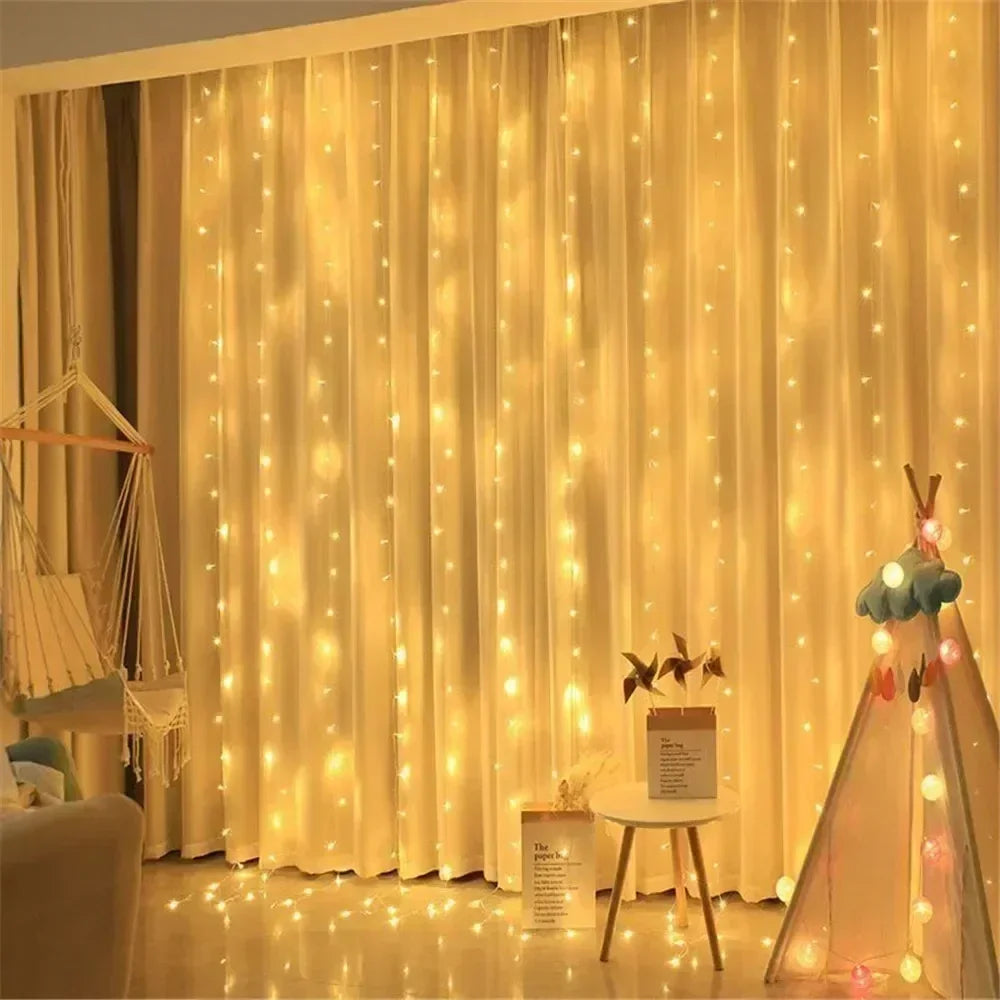 Christmas Fairy Light Party Birthday Decoration 8 Mode LED Holiday Garland Wedding USB Curtain String Light Home Decor 3M 6M