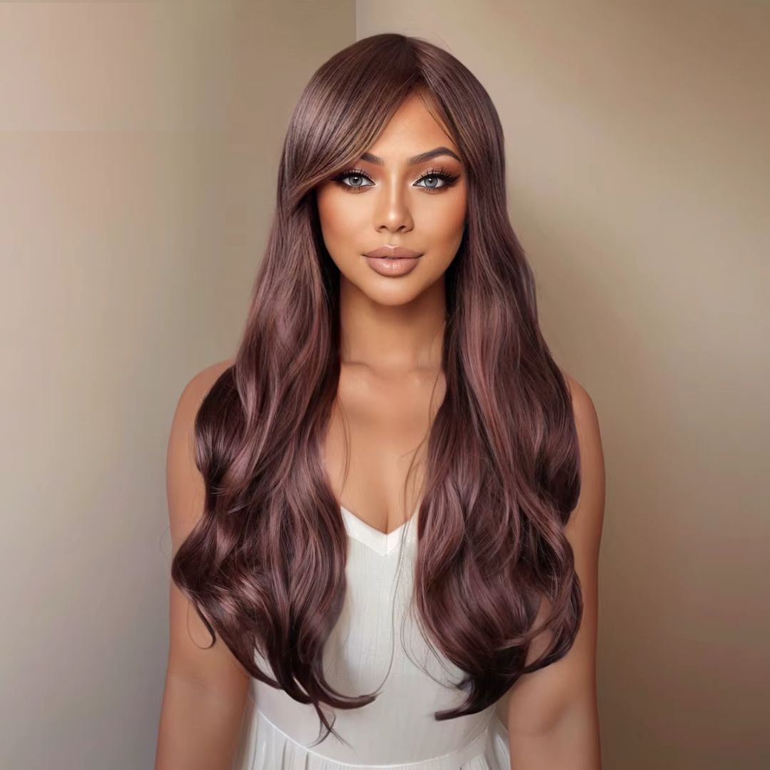 Coffee Brown Curly Fringe Wig